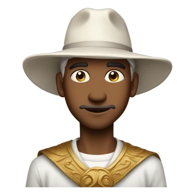 God ussop; 8o years old ;proud;brown man; very long nose; long white hat sticker