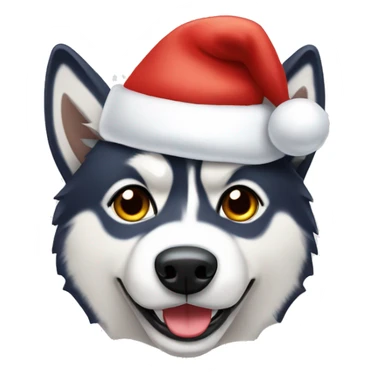 A husky with Santa’s hat sticker