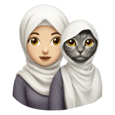 white hijab girl with cat sticker