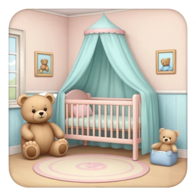 baby room, Cozy baby room with crib and teddy bear sticker