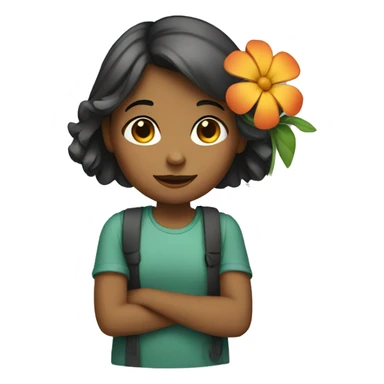 A girl with a flower sticker