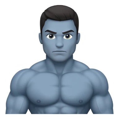 muscular blue grey skin man sticker
