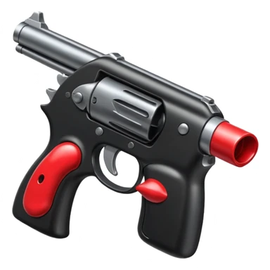 A gun facing left (2D) pointing at a mouth facing right (2D) sticker