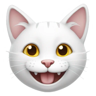 white cat smiling teeth sticker