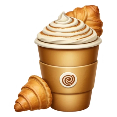 takeaway cup with cappuccino and a croissant sticker