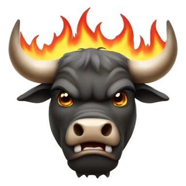 angry bull whit flames sticker