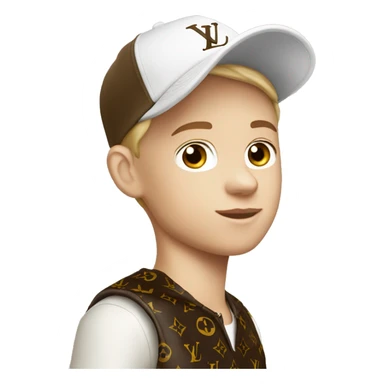 White skin Boy wearing cap Louis Vuitton   sticker
