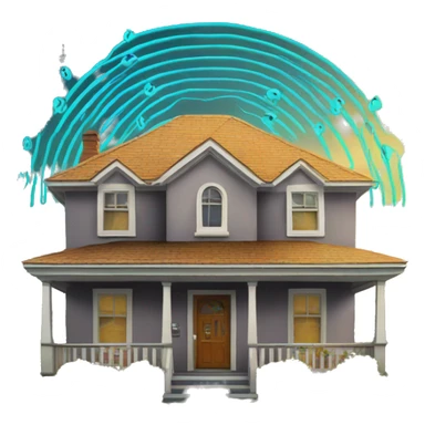 house with radio waves all around it radiation emf sticker
