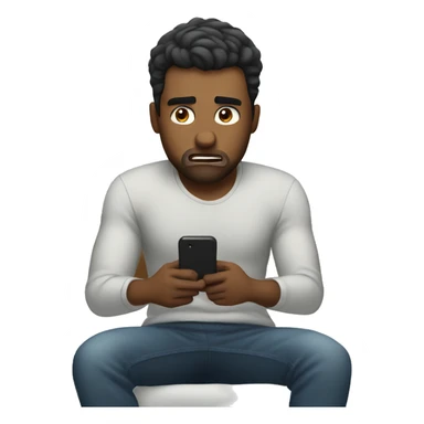 Guy sitting on bed with phone angry sticker