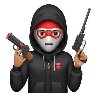 Hoodlum burglar madk and gun with switch and extended clip sticker