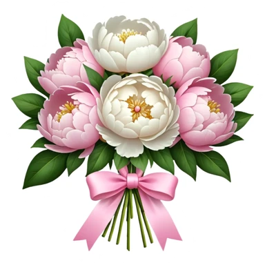 White and pink peonies bouquet  sticker