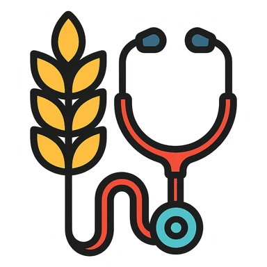 wheat stalk and medical stethoscope merged into one color outline icon sticker