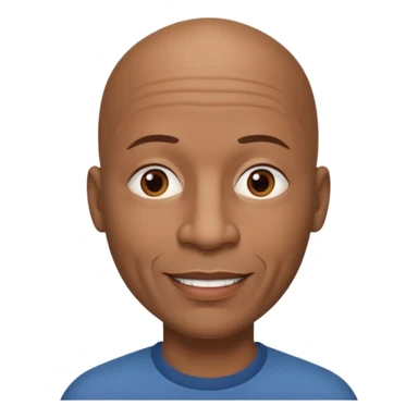 Thick lips Black bald 55 year old looks younger  man no facial hair brown eyes kind smile wide nose sticker