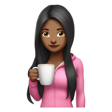 Yoga catgirl with coffee black long hair and white gothic skin full body pink sport  sticker