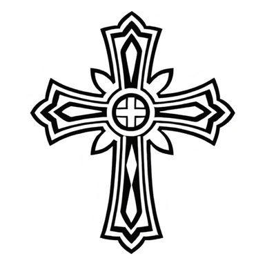 Tribal Cross emoji white and black  sticker