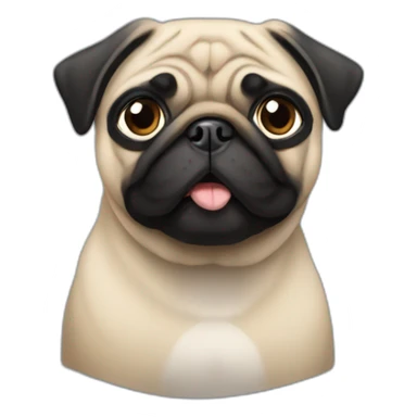 pug wearing a black t-shirt sticker