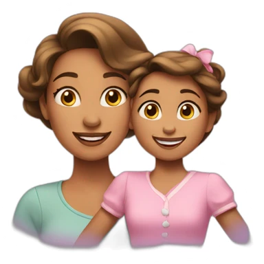 Mother and daughter in disney sticker