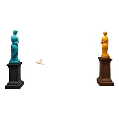 An icon featuring an elegant art gallery with classic paintings hanging on the walls, and sculptures displayed on pedestals. Visitors admire the exhibits, capturing the essence of culture, history, and art. Set against a transparent background. sticker