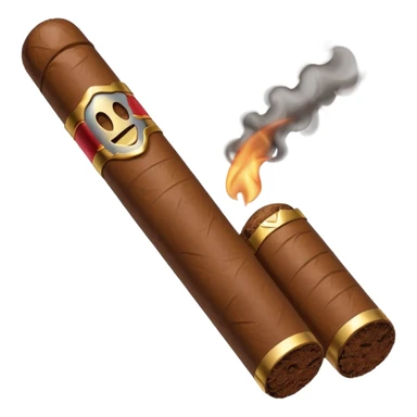Emoji-style cigar icon, dark brown wrapper, subtle smoke, minimalistic, clean silhouette, metal details, no gold details sticker