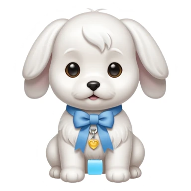 white baby maltese ribbon short ear sticker