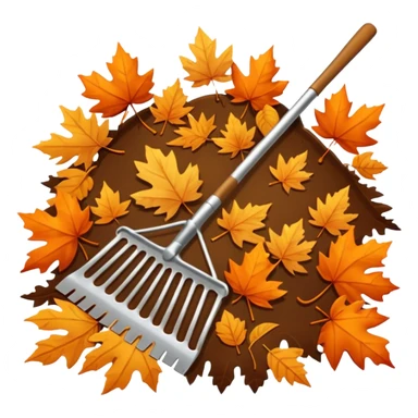 rake and autumn leaves sticker