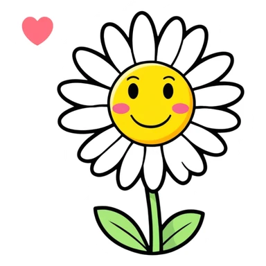 Daisy with smiley face shaped heart sticker
