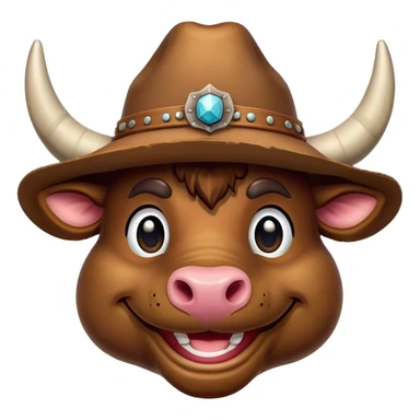 friendly anthropomorphised bull head sticker