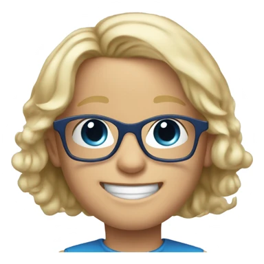 smiling 5 year old white boy with big blue eyes and glasses blonde hair sticker