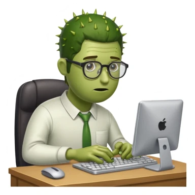 Pickle guy working very hard and wired typing on computer  sticker