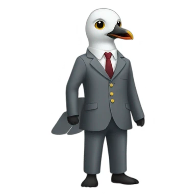 a seagull dress as secret agent sticker