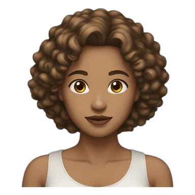 woman light brown skin long dark curly hair sticker