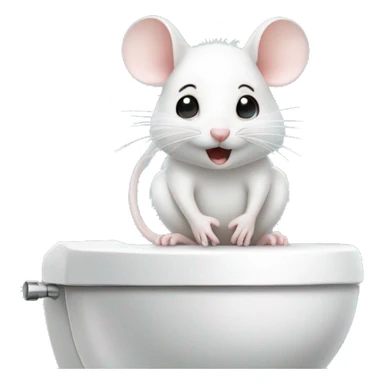 Cute white mouse sitting on the toilet  like a human sticker