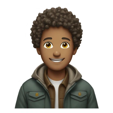 Curly haired boys smiling outdoors in jackets sticker