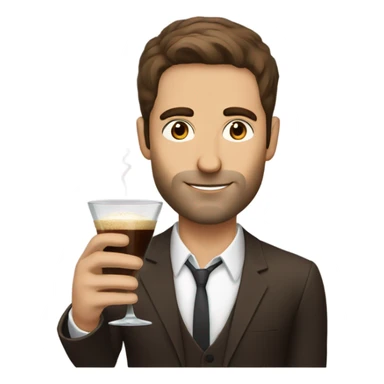 Man with thin face brown hair and stubble drinking an espresso martini sticker