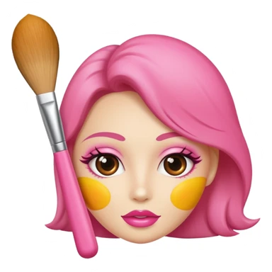 Brocha de maquillaje rosada  sticker