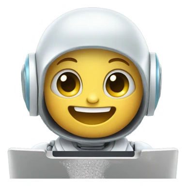 Happy baby robot coding on computer sticker