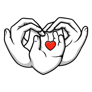 hands forming a heart shape sticker