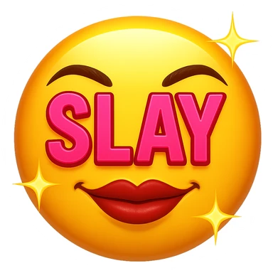 slay emoji, bold and radiant, modern, no background sticker