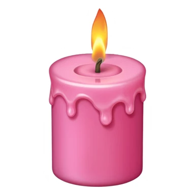 Draw a pink candle with a flame on it that looks 5 degrees tilted from a bird's eye view. sticker