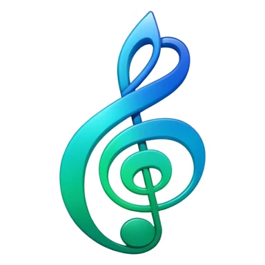 music icon, shining, 3D gradient blue to green music icon logo note  no background unique y2k clipart sticker