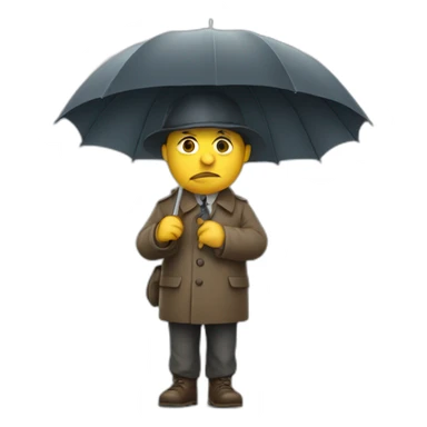 sad german man with umbrella in his hands sticker