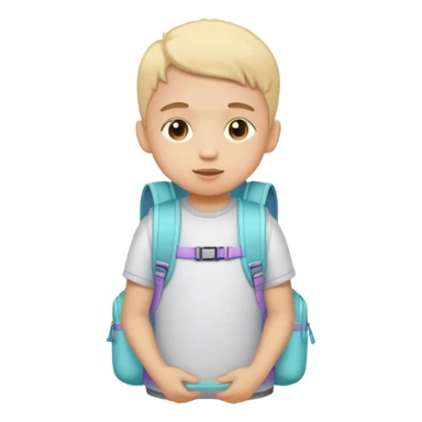 child with pastel backpack sticker