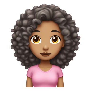 lightskin girl with curly black hair in pink sticker