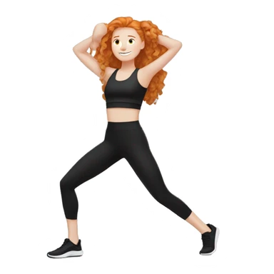 Ginger girl in black gym fit stretching  sticker