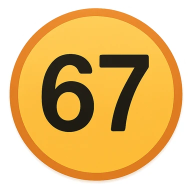 circle emoji that says "67" sticker