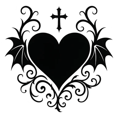 goth black white heart  , remove background  sticker