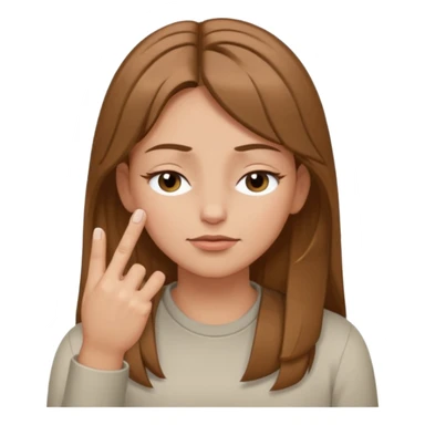 White but tan person with lightish brown hair girl has eyes closed and index and middle fingers held on the temples of the forehead has if she is thinking and knows and sort of smirking sticker