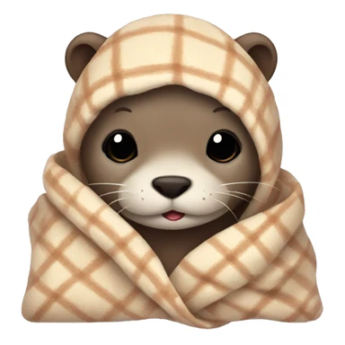 otter cozy in blanket sticker