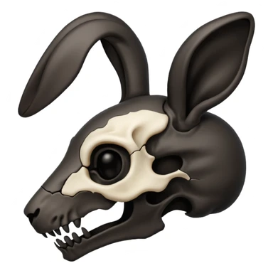 Tête de lapin squelette noire de profil avec des G à la place des yeux  sticker