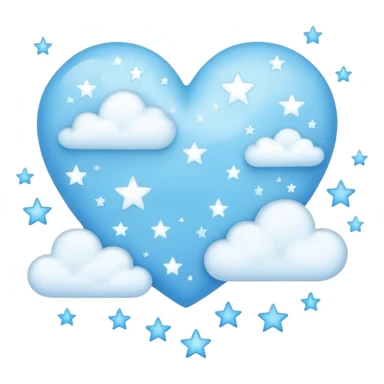 light blue heart with clouds and stars sticker
